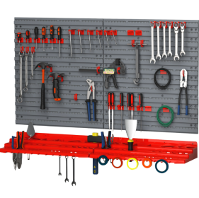 DURHAND Tool Organizer Wall Mounted with 54 Piece Pegboard and Shelf 50 Hooks, DIY Garage Storage with Strong loading Capacity (Option: Sud)