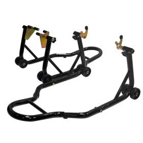Motorcycle Stand Lift 440lbs Front Rear Combo Stand Lift Stand Front Wheel Fork Stand Rear U K Fork Swingarm Spool Stand Compatible With Most   M (Color: Black)