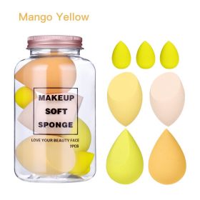 7Pcs Makeup Sponge Set Face Beauty Cosmetic Powder Puff for Foundation Cream Concealer Make Up Blender Tools Sponge :>A (Color: Mango Yellow)
