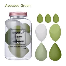 7Pcs Makeup Sponge Set Face Beauty Cosmetic Powder Puff for Foundation Cream Concealer Make Up Blender Tools Sponge :>A (Color: Avocado Green)