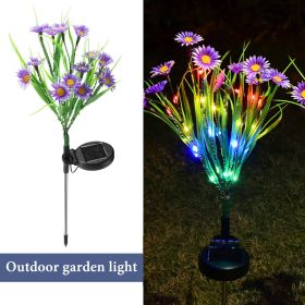 Solar Garden Lights LED Flower Stake Lamp Outdoor Yard Waterproof Patio Decor (Package: 1 Pack, Color: Purple)
