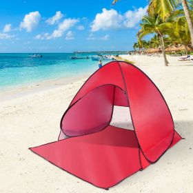 Pop Up Beach Tent Sun Shade Shelter Anti-UV Automatic Waterproof Tent Canopy for 2/3 Man w/ Net Window Storage Bag for Outdoor Beach Camping Fishing P (Color: Red)