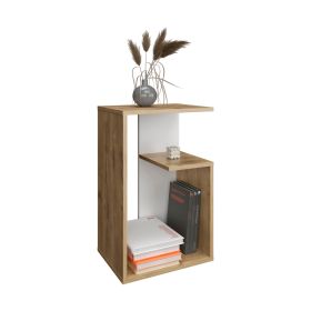 Stebbins Side Table, 2 Shelves (Color: Macadamia / White)