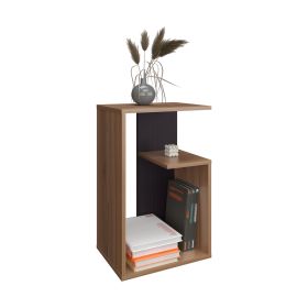 Stebbins Side Table, 2 Shelves (Color: Light Brown / Black Wengue)