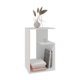 Stebbins Side Table, 2 Shelves (Color: White)
