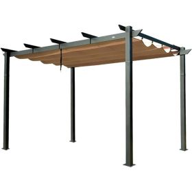 Outdoor Retractable Pergola with Weather-Resistant Sun Shade Canopy, Aluminum Pergola Gazebo for BBQ, Party, Wedding, Patio, Backyard, Deck, Garden (Color: as Pic)