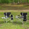 2-piece Padded Folding Outdoor Chair with Side Table and Storage Pockets,Lightweight Oversized Directors Chair for indoor, Outdoor Camping