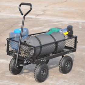 Carriage Garden Cart Steel Garden Cart With Swivel Handle And Detachable Sides, Practical Heavy Duty Garden Cart And Trolley (Attribute: Black2)
