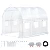 Walk-in Tunnel Greenhouse with Watering System Heavy Duty Portable Green House Protect Gardening Plants 1 Zipper Mesh Door, 8 Roll-up Windows