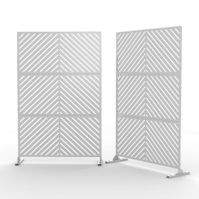 6.5 ft. H x 4 ft. W Outdoor Laser Cut Metal Privacy Screen;  24"*48"*3 panels (Material: Galvanized steel, Color: White)