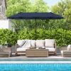 13 Feet Double-Sided Patio Twin Table Umbrella with Crank Handle