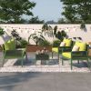 4-Piece Rope Patio Furniture Set, Outdoor Furniture with Tempered Glass Table
