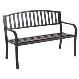 50 Inch Patio Garden Bench Loveseats for Outdoor (Color: Black)