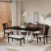 Traditional 6-Piece 78inch Trestle Extendable Dining Table Set with One 18inch Removable Leaf, Padded Dining Chairs and Bench