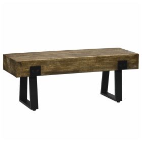 Garden Bench with Metal Legs, Rustic Wood Effect Concrete Entryway Bench, End of Bed Bench, Indoor Outdoor Use for Patio, Park, Porch and Lawn (Color: as Pic)