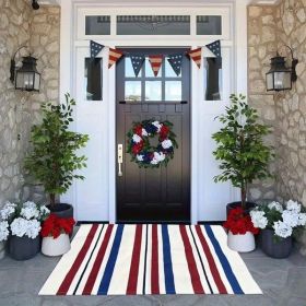 "American Flag Doormat - Patriotic USA Flag Welcome Mat, Non-Slip Indoor/Outdoor Front Door Rug, Veterans Day Gift (Color: 30"x 18")