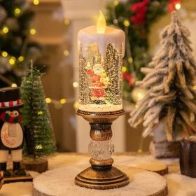 Flameless Vintage Christmas Lights LED Decorative Table Lamps Electronic Christmas Night Lights For Home Outdoor Porch and Christmas Table Centerpiece (category: Santa Claus Lamp Brushing gold and waving at the elderly)
