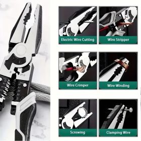 Slotted Pliers, Five-in-one Multi-functional Tool Set, Industrial-grade with PVC Handle, Professional Manual Tool (Model: Multi-function Diagonal Pliers (Chromium Vanadium Steel))