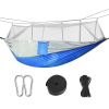 600lbs Load 2 Persons Hammock w/Mosquito Net Outdoor Hiking Camping Hommock Portable Nylon Swing Hanging Bed w/ Strap Hook Carry Bag