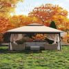 13x13FT Outdoor Pop Up Canopy Tent with Netting Adjustable Height Top Heavy Duty Steel Frame UV50 Plus Sun Protection Easy Setup Shelter for Camping B