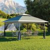 13x13FT Outdoor Pop Up Canopy Tent with Netting Adjustable Height Top Heavy Duty Steel Frame UV50 Plus Sun Protection Easy Setup Shelter for Camping B