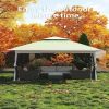 13x13FT Outdoor Pop Up Canopy Tent with Netting Adjustable Height Top Heavy Duty Steel Frame UV50 Plus Sun Protection Easy Setup Shelter for Camping B