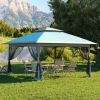 13x13FT Outdoor Pop Up Canopy Tent with Netting Adjustable Height Top Heavy Duty Steel Frame UV50 Plus Sun Protection Easy Setup Shelter for Camping B
