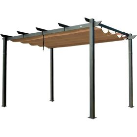 Aluminum Retractable Pergola with Sun Shade Patio Gazebo with Weather-Resistant Canopy for Backyard Deck Garden Grape Trellis Outdoor Pergola, Beige (Color: as Pic)