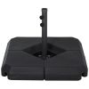 Outsunny 4-Piece Outdoor Patio Offset Umbrella Base Stand Weight Holder w/ Cross Base for Powerful Support, 158lbs Sand or 132lbs Water Filled, Black