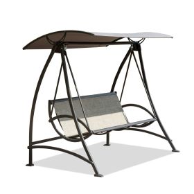 3-Seat Patio Swing Chair, Outdoor Porch Swing with Adjustable Canopy and Durable Steel Frame, Patio Swing Glider for Garden, Deck, Porch, Backyard (Color: as Pic)