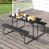 Indoor and Outdoor Folding Picnic Table Bench Set with Wood-like Texture