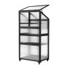 62 inch Height Wood Large Greenhouse Balcony Portable Cold Frame with Wheels and Adjustable Shelves for Outdoor Indoor Use