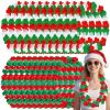 24 Christmas Leis in July  Green Red White 2 Styles  Flower Leis Bulk  Tropical Hawaiian Flower Necklaces Christmas Theme Luau Dance Garlands Decorati