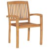 Stacking Patio Chairs with Cushions 8 pcs Solid Teak Wood