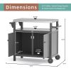 Outdoor Grilling Table with Storage,,Waterproof Outdoor Grill Cabinet,Stainless Steel Tabletop Outdoor Kitchen Island,BBQ Cart with Wheels