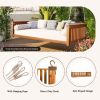 Patio Minimalist Twin Size Garden Swing Bed Wood Porch Swing with Ropes for Backyard, Safe Sloped Design