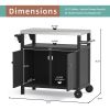 Outdoor Grilling Table with Storage,,Waterproof Outdoor Grill Cabinet,Stainless Steel Tabletop Outdoor Kitchen Island,BBQ Cart with Wheels