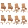 Reclining Patio Chairs with Cushions 8 pcs Solid Teak Wood