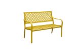 Outdoor Garden Bench with Anti-Rust Metal Powder Coated Frame, Patio Bench for Front Porch Park
