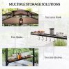 Outsunny 8' x 5' Outdoor Grill Gazebo, Barbecue Gazebo Shelter with Side Awning, 2 Side Shelves and 6 Hooks, Brown