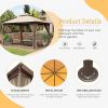 10'x13' Gazebo, Outdoor Gazebo with Mosquito Netting, Metal Frame Double Roof Soft Top Patio Gazebo Canopy Tent for Deck Backyard Garden Lawns (Khaki)