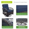 360-Degree Patio Wicker Swivel Rocker Chairs Set;  Outdoor Rattan Rocking Bistro Sets with Cushions and Table
