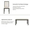 Farmhouse Classical 6-Piece Dining Table Set with Trestle Legs,Kitchen Table Set for 6 with 4 Upholstered Dining Chairs and Bench
