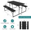 Indoor and Outdoor Folding Picnic Table Bench Set with Wood-like Texture