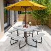 Outdoor Picnic Table with 4 Benches and Umbrella Hole