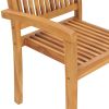 Stacking Patio Chairs with Cushions 8 pcs Solid Teak Wood