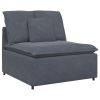 Modular Sofa with Cushions Velvet Dark Gray