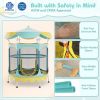 64" Kids Trampoline with Detachable Canopy and Safety Enclosure Net