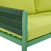 4-Piece Rope Patio Furniture Set, Outdoor Furniture with Tempered Glass Table