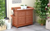 Outdoor 39" Potting Bench Table; Rustic Garden Wood Workstation Storage Cabinet Garden Shed with 2-Tier Shelves and Side Hook